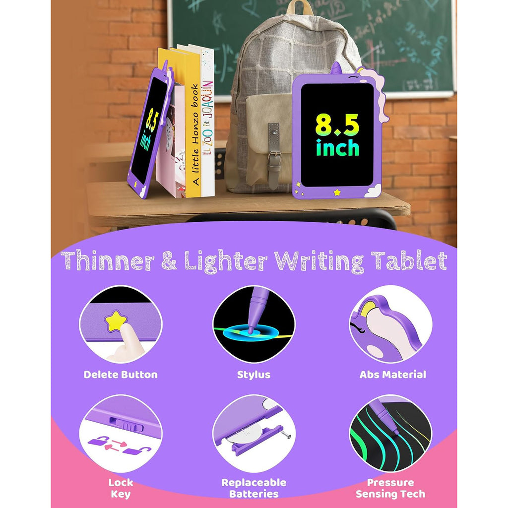 Bravokids LCD Writing Tablet for Kids, 8.5" Doodle Board with Lock Function, Erasable, Portable Toy Gifts for 3 4 5 6 Years