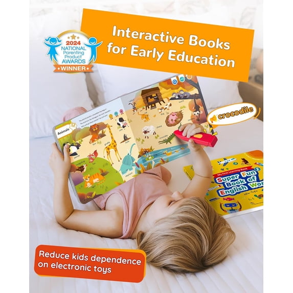 Bravokids Talking Pen Book Set, Interactive Audio Sound Books Kids Learning Electronic Toys for Boys Girls, Autism Sensory Games, Early Educational Gifts Birthday Gifts for Toddlers Kids Age 2 3 4 5