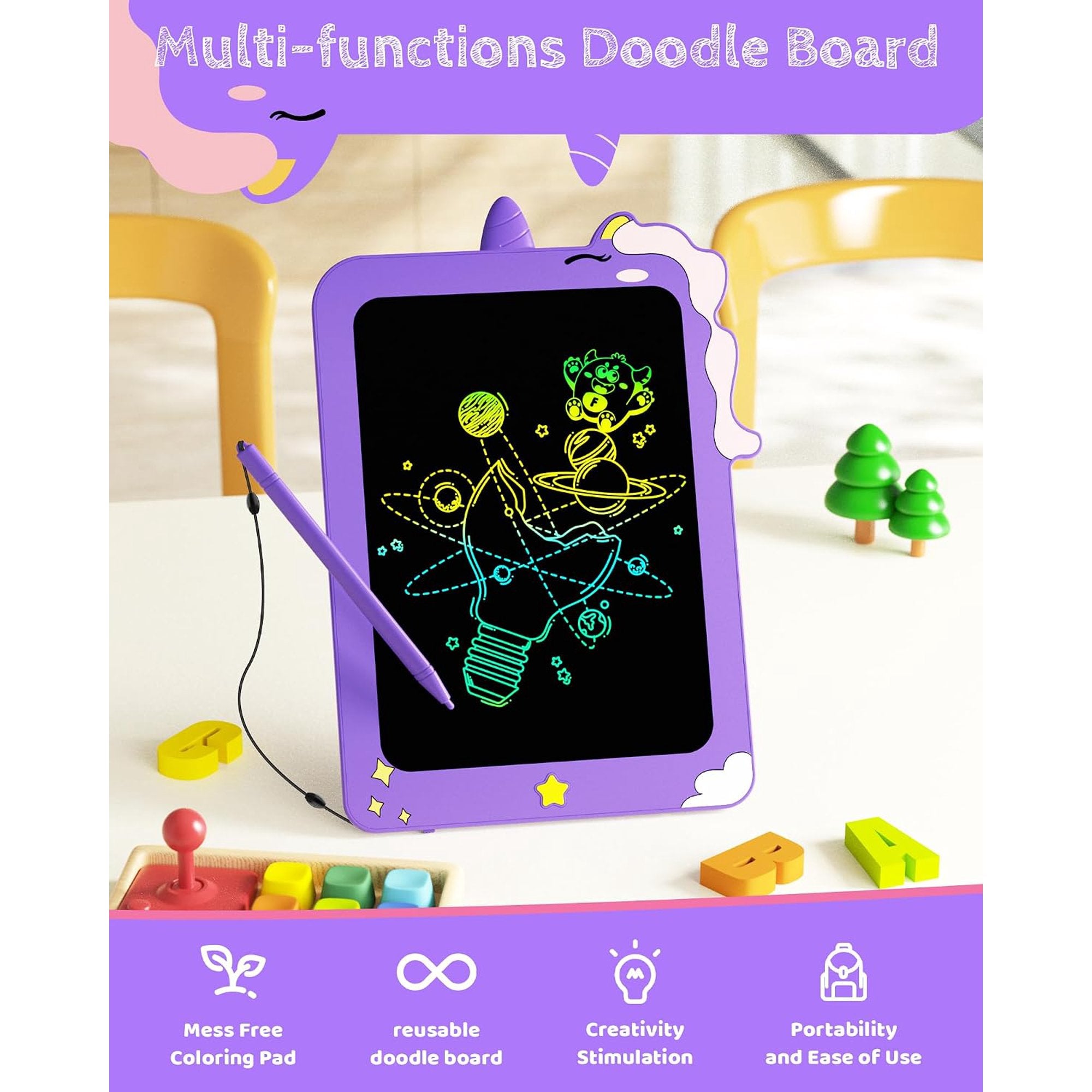 Bravokids LCD Writing Tablet for Kids, 8.5" Doodle Board with Lock Function, Erasable, Portable Toy Gifts for 3 4 5 6 Years