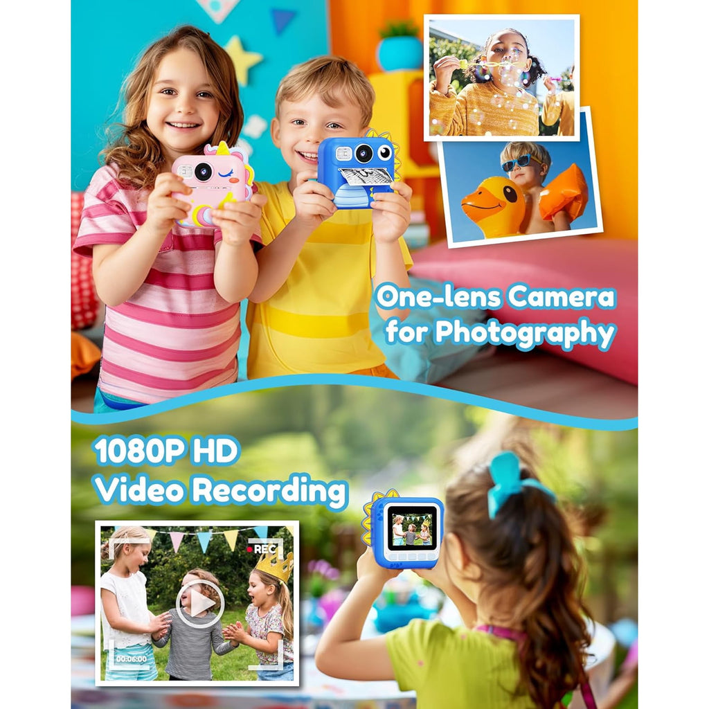 Bravokids Kids Camera Instant Print, 1080P HD Digital Video Camera, Birthday Christmas Gift for Girls and Boys