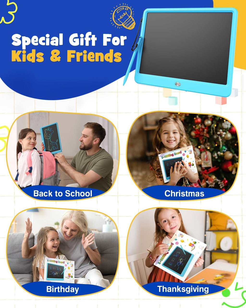 Bravokids 10" LCD writing tablet for Kids, Electronic Drawing Tablet Drawing Pad for Kids, Doodle Board as Educational and Learning Toys Birthday Gifts for Girls and Boys 3 4 5 6. 2 Pack