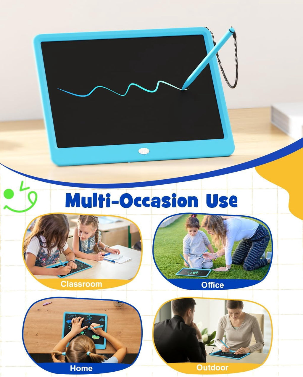 Bravokids 10" LCD writing tablet for Kids, Electronic Drawing Tablet Drawing Pad for Kids, Doodle Board as Educational and Learning Toys Birthday Gifts for Girls and Boys 3 4 5 6. 2 Pack
