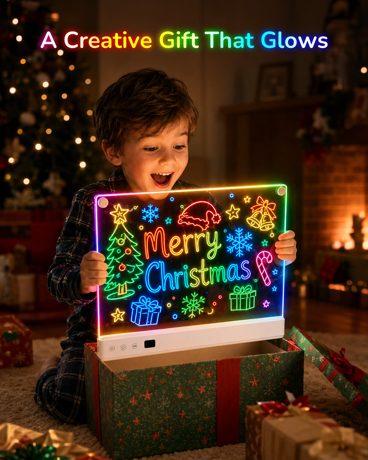 Bravokids 16.5-Inch LED Drawing Board for Kids 3-12, Drawing Tablet with 16 Light Effects, 7 Markers and Tracing Kit, Birthday for Boys Girls