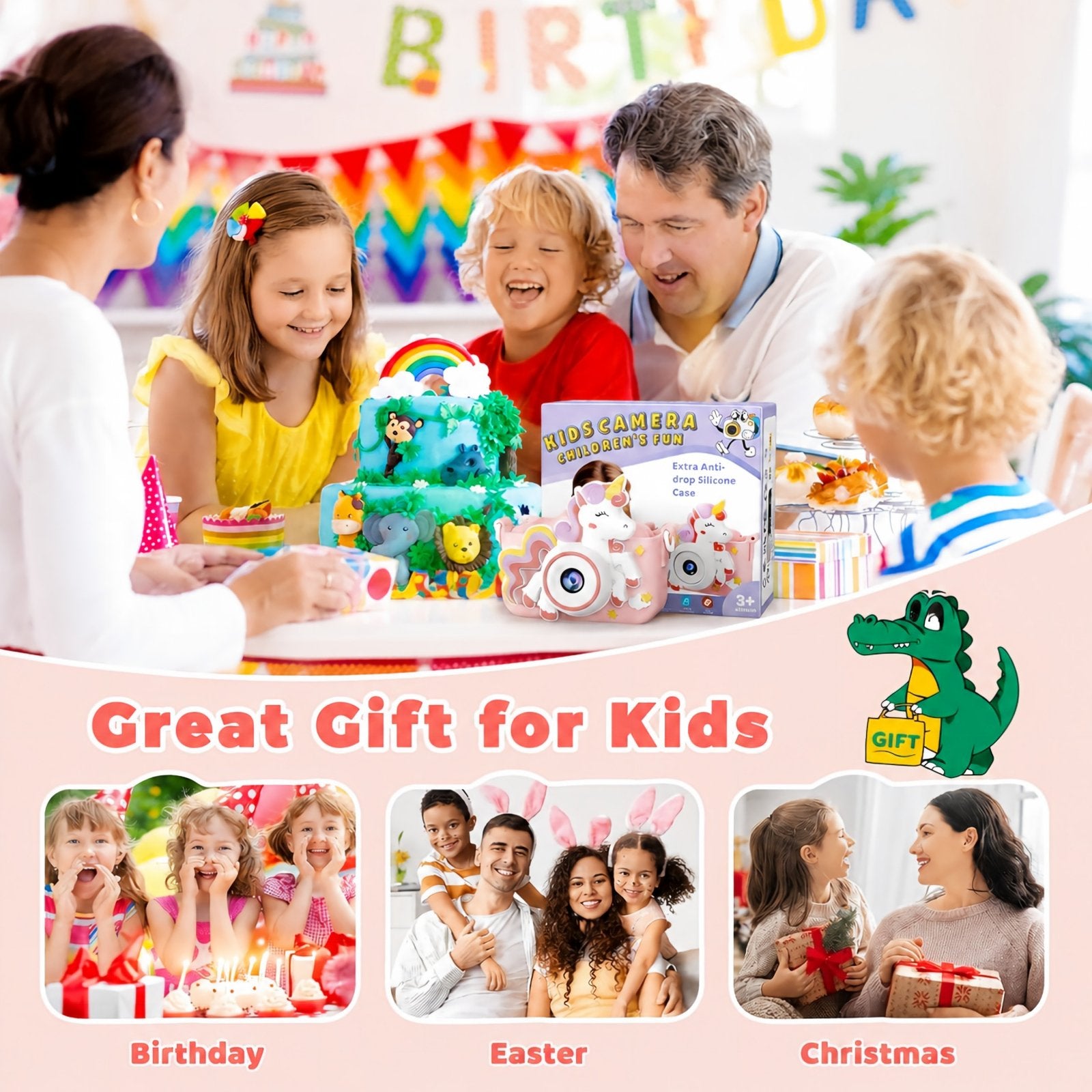 Bravokids Kids Camera, Unicorn Toddler 1080P Digital Camera with 32GB SD Card, Birthday Gift for Girls Age 3-8