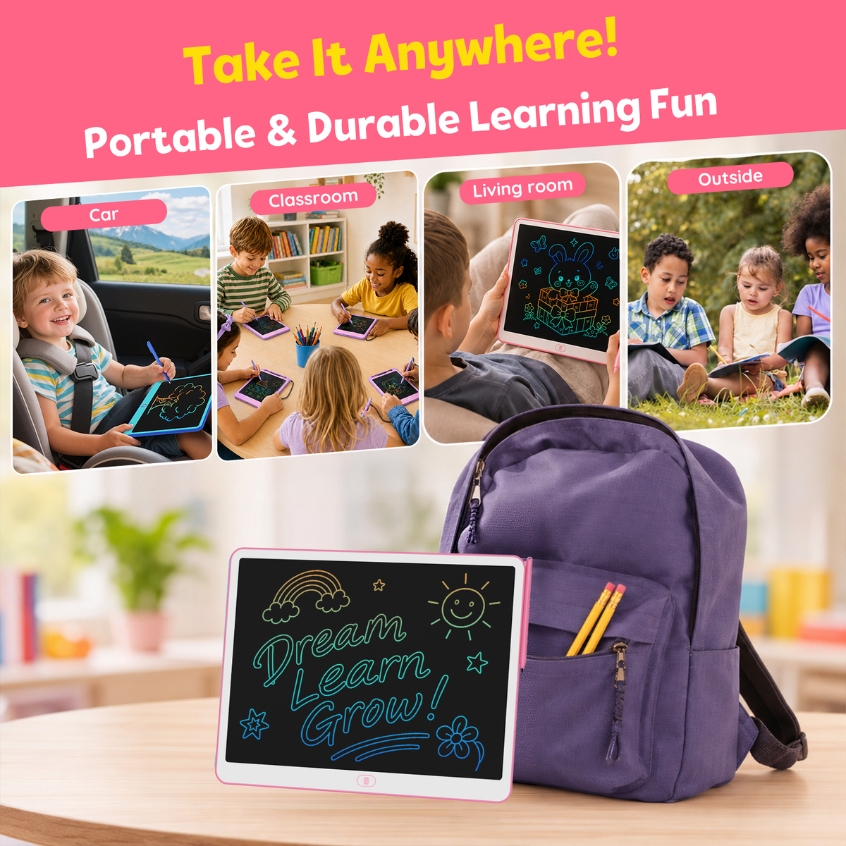 Bravokids 10" LCD writing tablet for Kids, Electronic Drawing Tablet Drawing Pad for Kids, Doodle Board as Educational and Learning Toys Birthday Gifts for Girls and Boys 3 4 5 6. 2 Pack