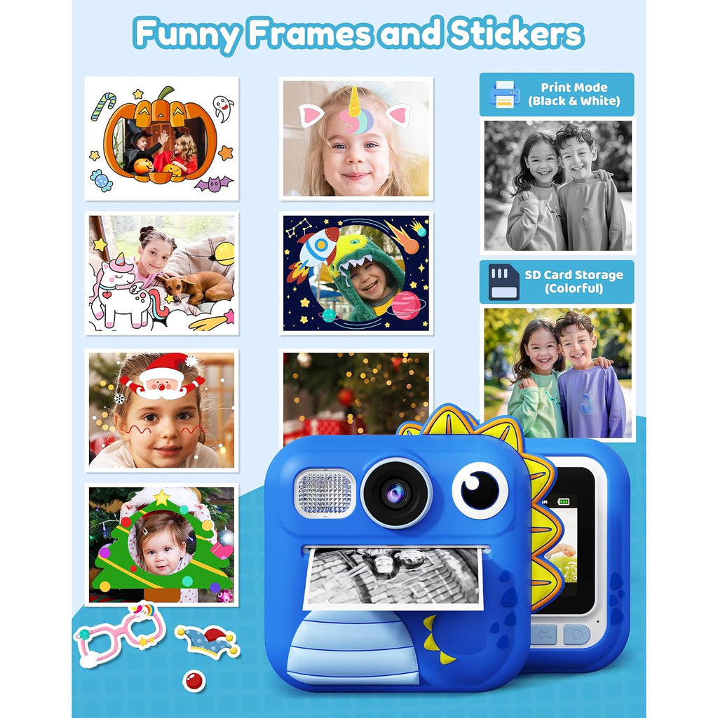 Bravokids Kids Camera Instant Print, 1080P HD Digital Video Camera, Birthday Christmas Gift for Girls and Boys