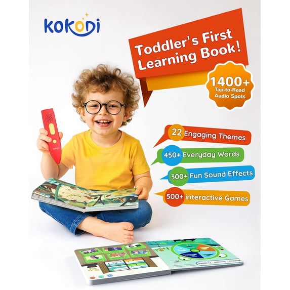 Bravokids Talking Pen Book Set, Interactive Audio Sound Books Kids Learning Electronic Toys for Boys Girls, Autism Sensory Games, Early Educational Gifts Birthday Gifts for Toddlers Kids Age 2 3 4 5