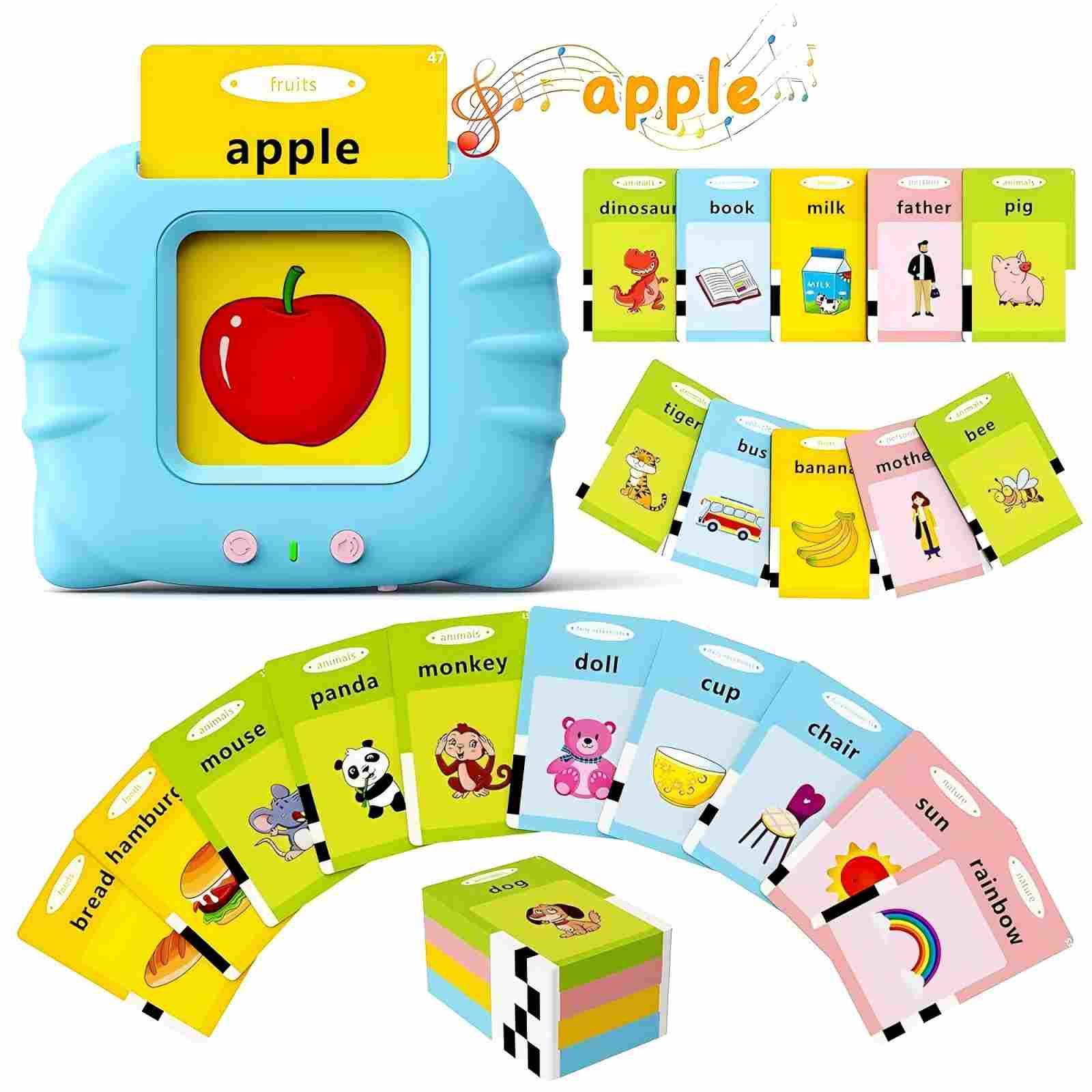 Bravokids Talking Flash Cards for Toddlers 1 2 3 4 Year Olds, Montessori Language Learning Toys with 224 Words, Pocket Speech Therapy Toys, and Speech Development Educational Playthings for Children