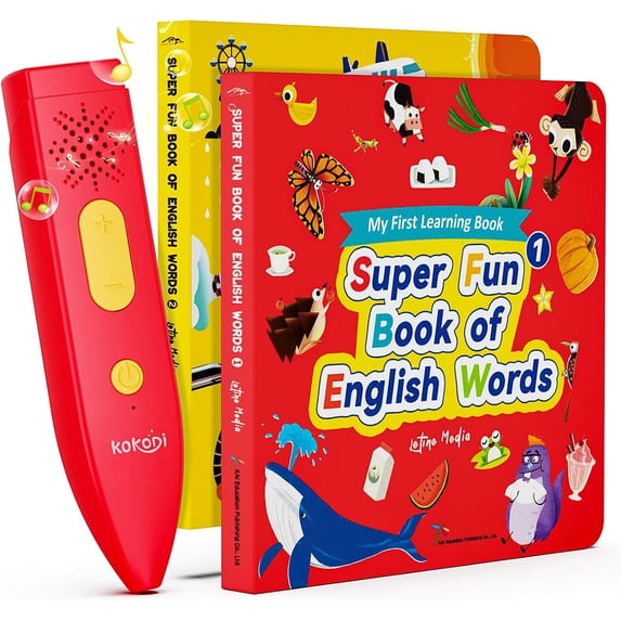 Bravokids Talking Pen Book Set, Interactive Audio Sound Books Kids Learning Electronic Toys for Boys Girls, Autism Sensory Games, Early Educational Gifts Birthday Gifts for Toddlers Kids Age 2 3 4 5