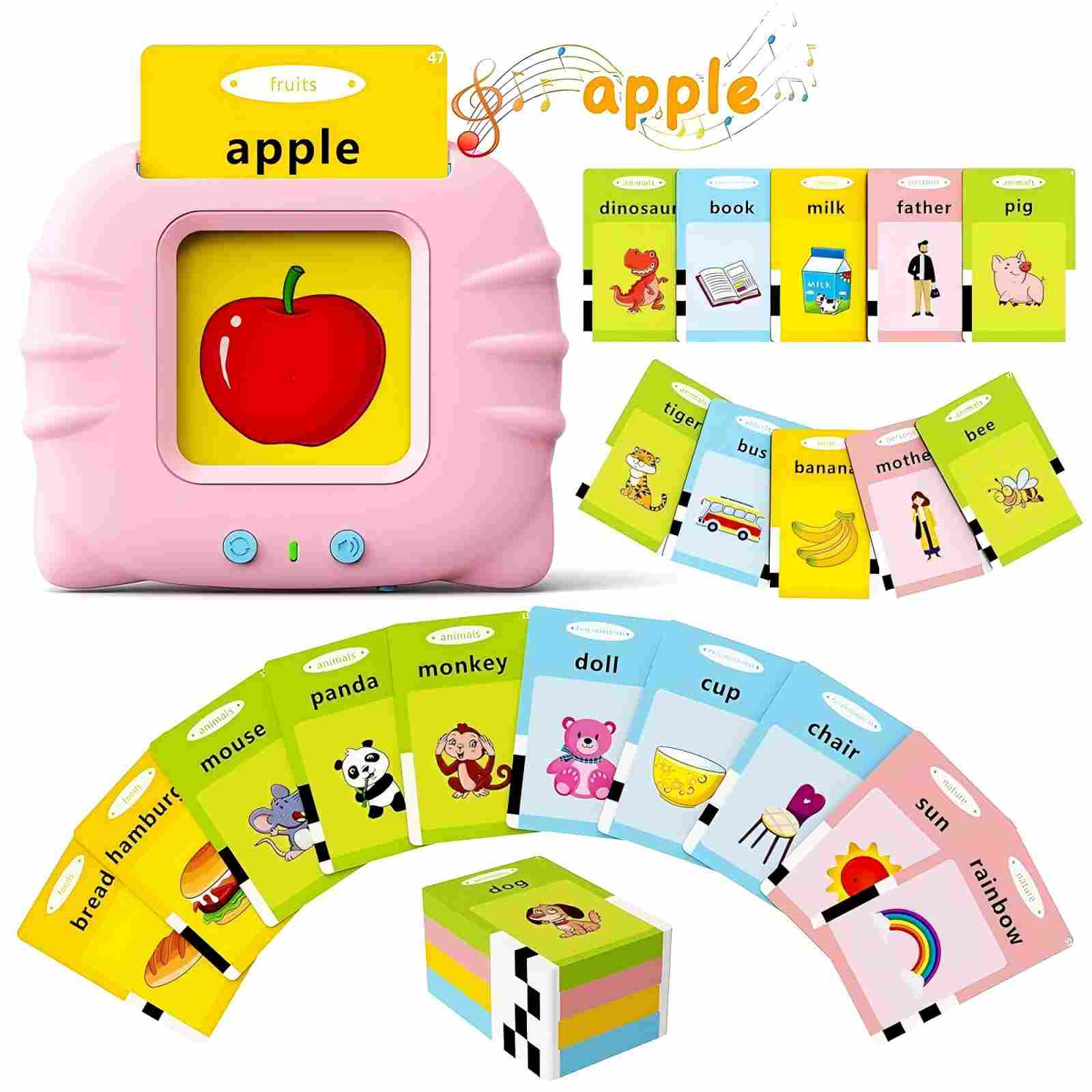 Bravokids Talking Flash Cards for Toddlers 1 2 3 4 Year Olds, Montessori Language Learning Toys with 224 Words, Pocket Speech Therapy Toys, and Speech Development Educational Playthings for Children