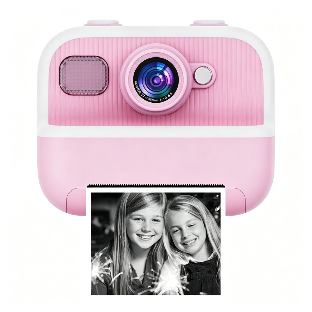 Bravokids Instant Print Camera for Kids, Dual Front and Rear Kids Cameras, 1080p HD Video Recording, Birthday Gift for Girls Aged 3-10
