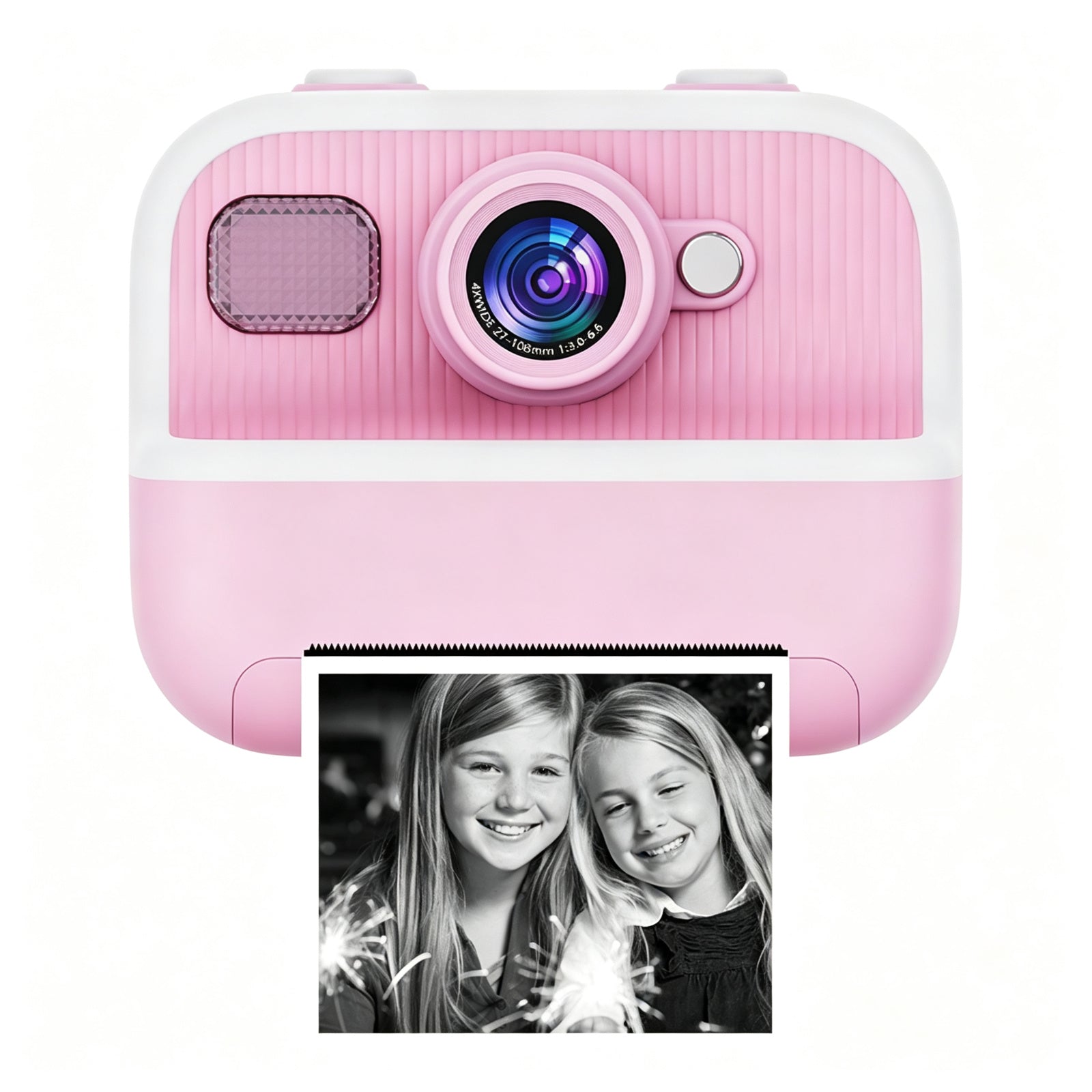 Bravokids Instant Print Camera for Kids, Dual Front and Rear Kids Cameras, 1080p HD Video Recording, Birthday Gift for Girls Aged 3-10