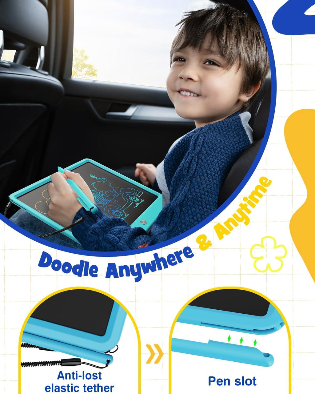 Bravokids 10" LCD writing tablet for Kids, Electronic Drawing Tablet Drawing Pad for Kids, Doodle Board as Educational and Learning Toys Birthday Gifts for Girls and Boys 3 4 5 6. 2 Pack
