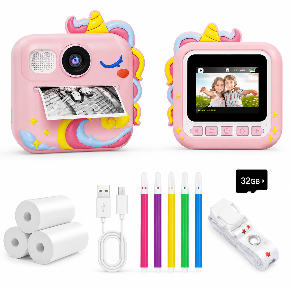 Bravokids Kids Camera Instant Print, 1080P HD Digital Video Camera, Birthday Christmas Gift for Girls and Boys