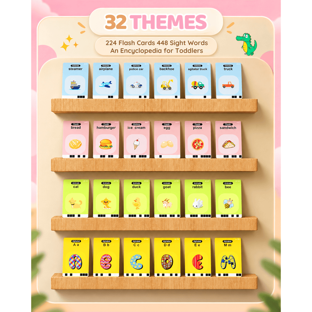 Bravokids Talking Flash Cards, Montessori-Inspired Learning System for Toddlers 1-4, Play, Learn, and Explore with 224 Words