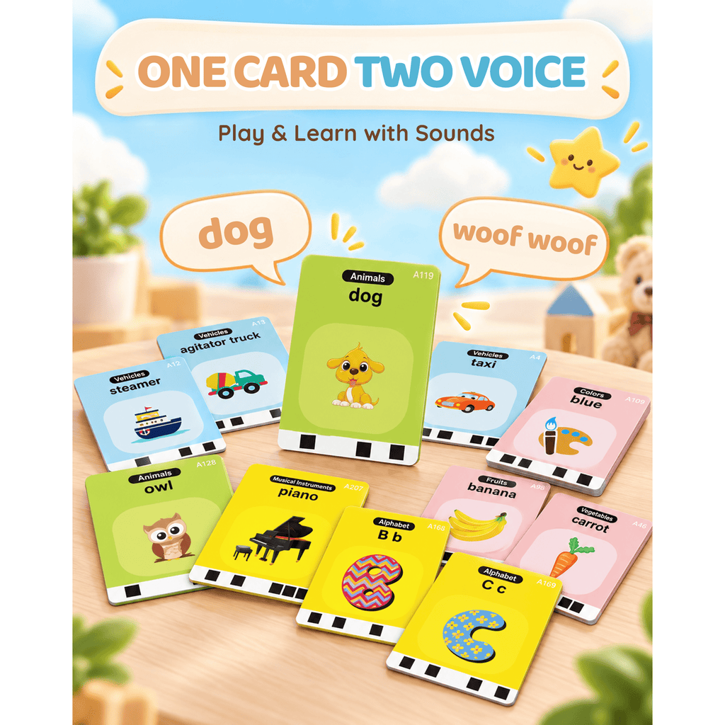 Bravokids Talking Flash Cards, Montessori-Inspired Learning System for Toddlers 1-4, Play, Learn, and Explore with 224 Words