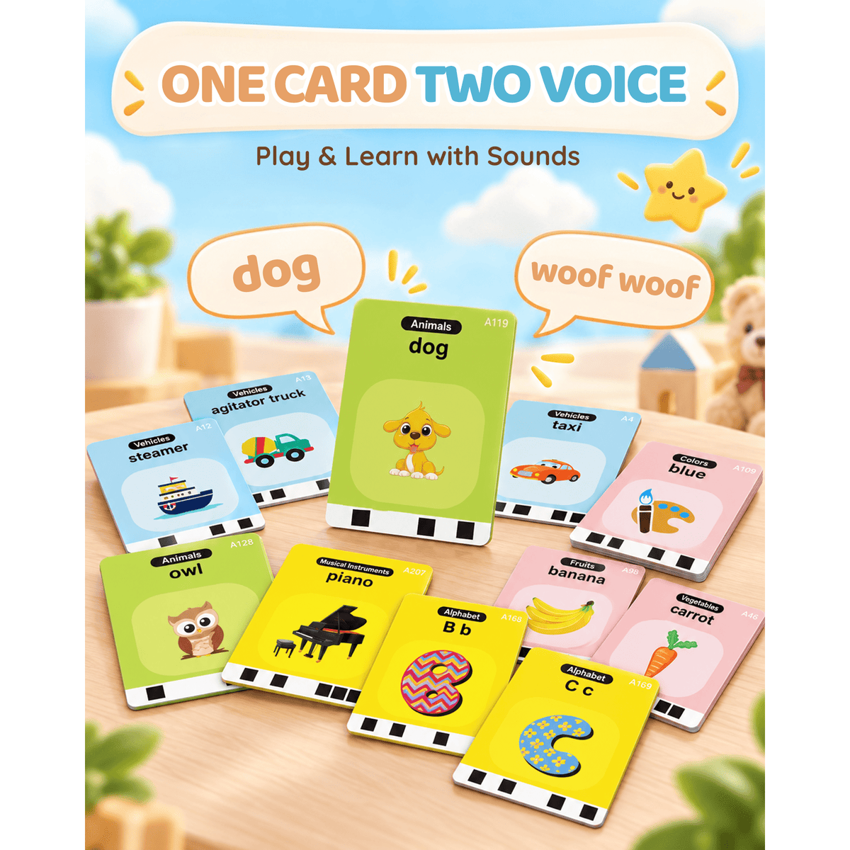 Bravokids Talking Flash Cards, Montessori-Inspired Learning System for Toddlers 1-4, Play, Learn, and Explore with 224 Words