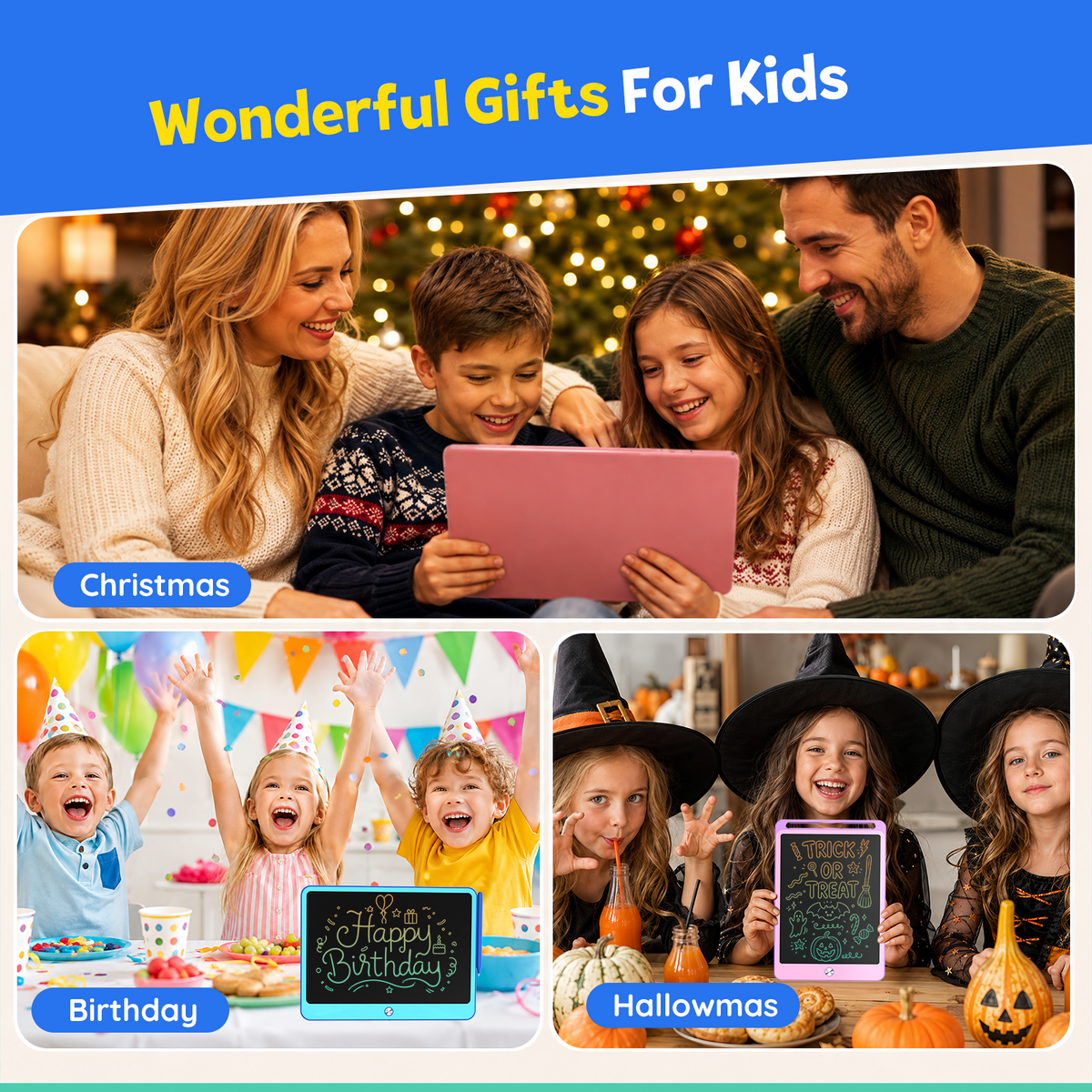 Bravokids 10" LCD writing tablet for Kids, Electronic Drawing Tablet Drawing Pad for Kids, Doodle Board as Educational and Learning Toys Birthday Gifts for Girls and Boys 3 4 5 6. 2 Pack