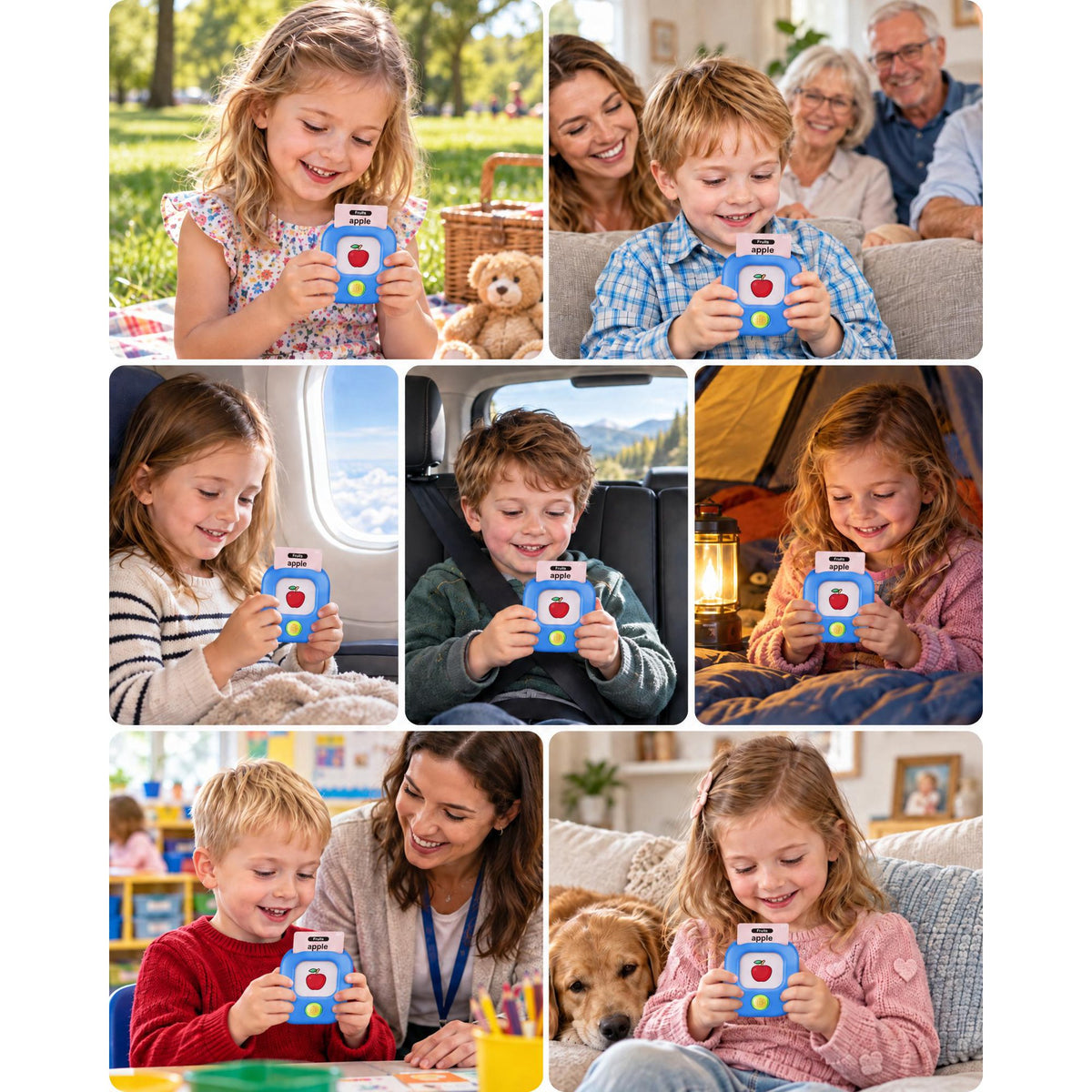 Bravokids Talking Flash Cards, Montessori-Inspired Learning System for Toddlers 1-4, Play, Learn, and Explore with 224 Words