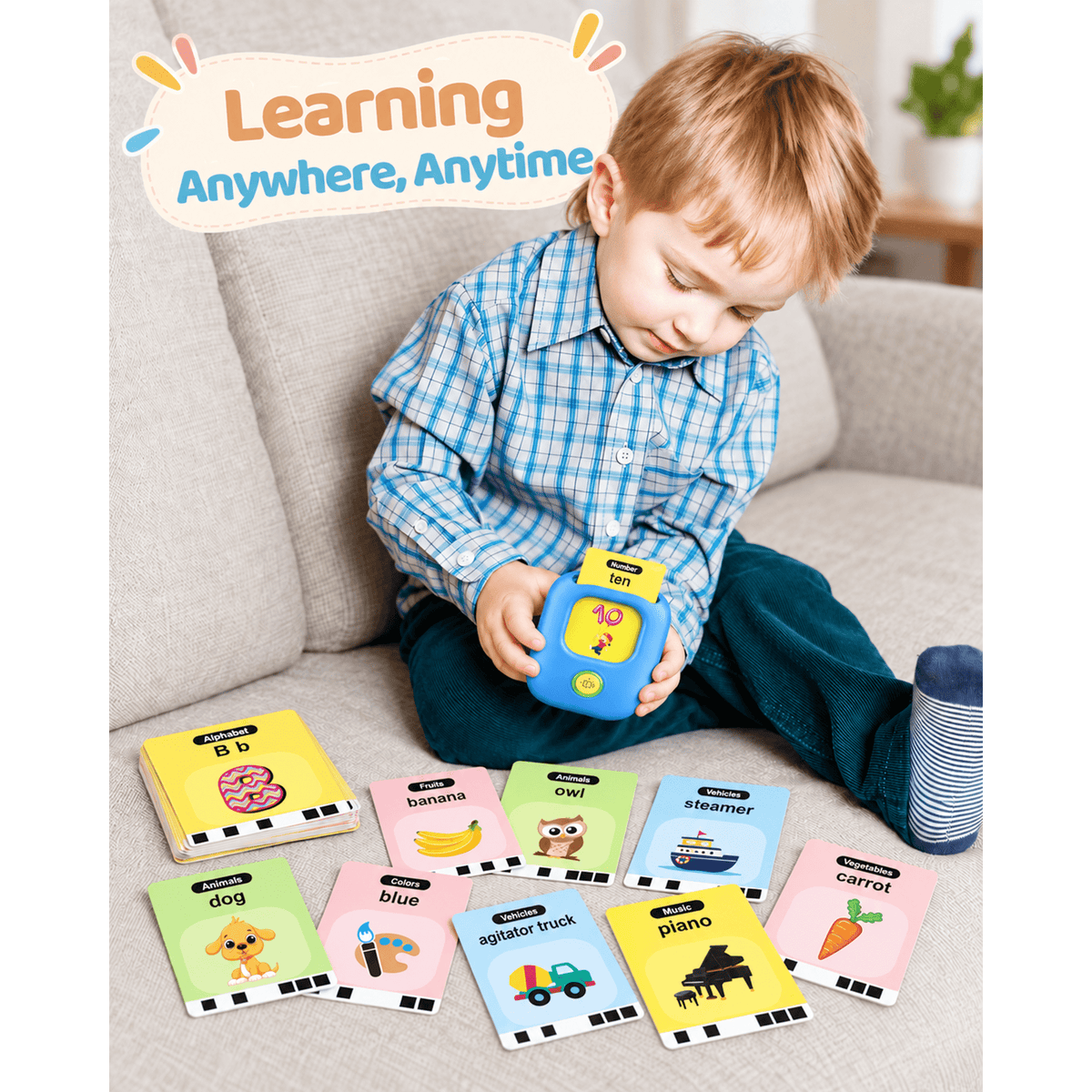 Bravokids Talking Flash Cards, Montessori-Inspired Learning System for Toddlers 1-4, Play, Learn, and Explore with 224 Words