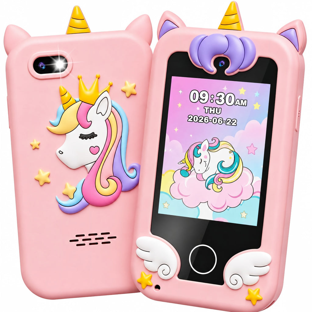 Bravokids Kids Smart Phone, 2.8" Touchscreen Dinosaur Toddler Phone with Dual Camera, Learning & Playing Christmas Birthday Gifts for Girls Age 3-10
