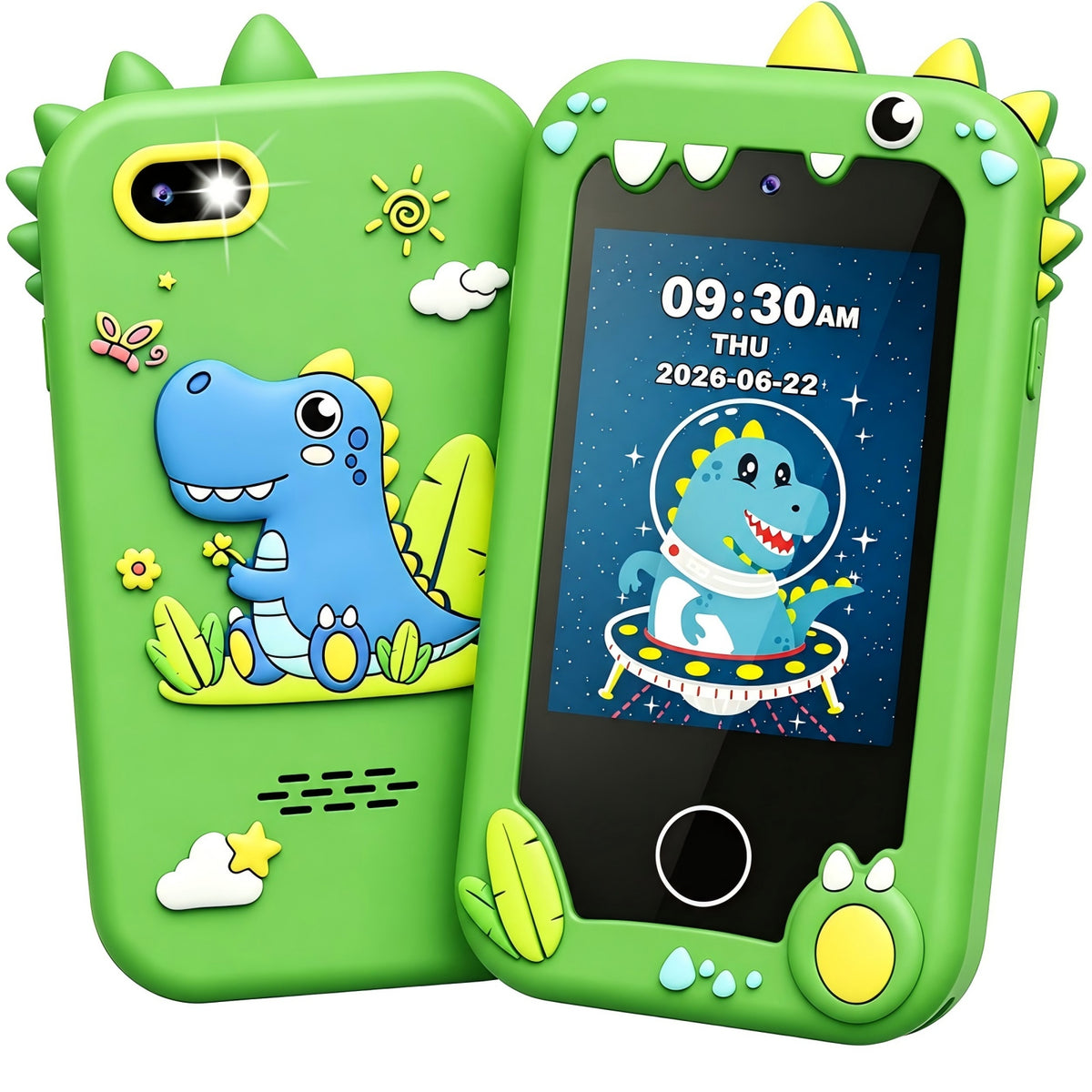 Bravokids Kids Smart Phone, 2.8" Touchscreen Dinosaur Toddler Phone with Dual Camera, Learning & Playing Christmas Birthday Gifts for Girls Age 3-10