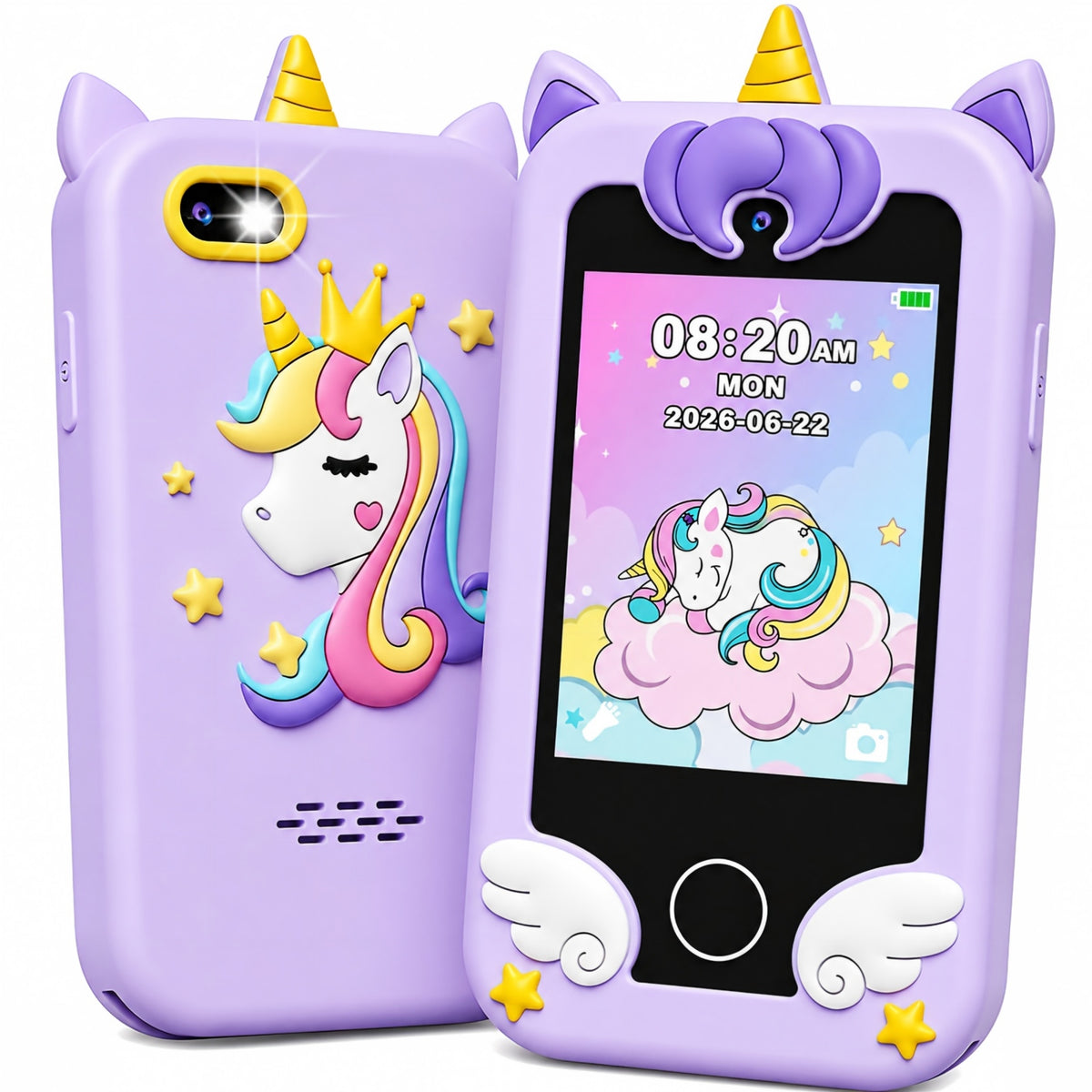 Bravokids Kids Smart Phone, 2.8" Touchscreen Dinosaur Toddler Phone with Dual Camera, Learning & Playing Christmas Birthday Gifts for Girls Age 3-10