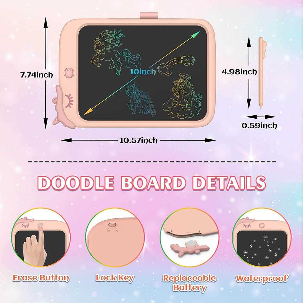 Toddler Girl Unicorn Toys 10" LCD Writing Tablet Kids Doodle Board