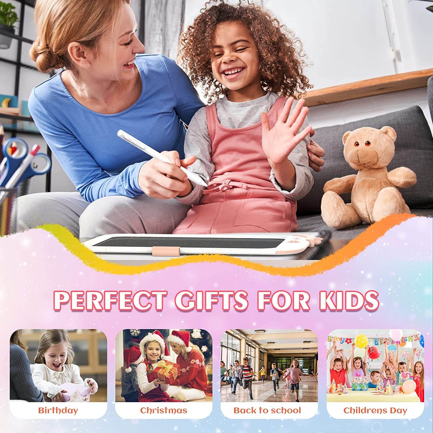 Toddler Girl Unicorn Toys 10" LCD Writing Tablet Kids Doodle Board