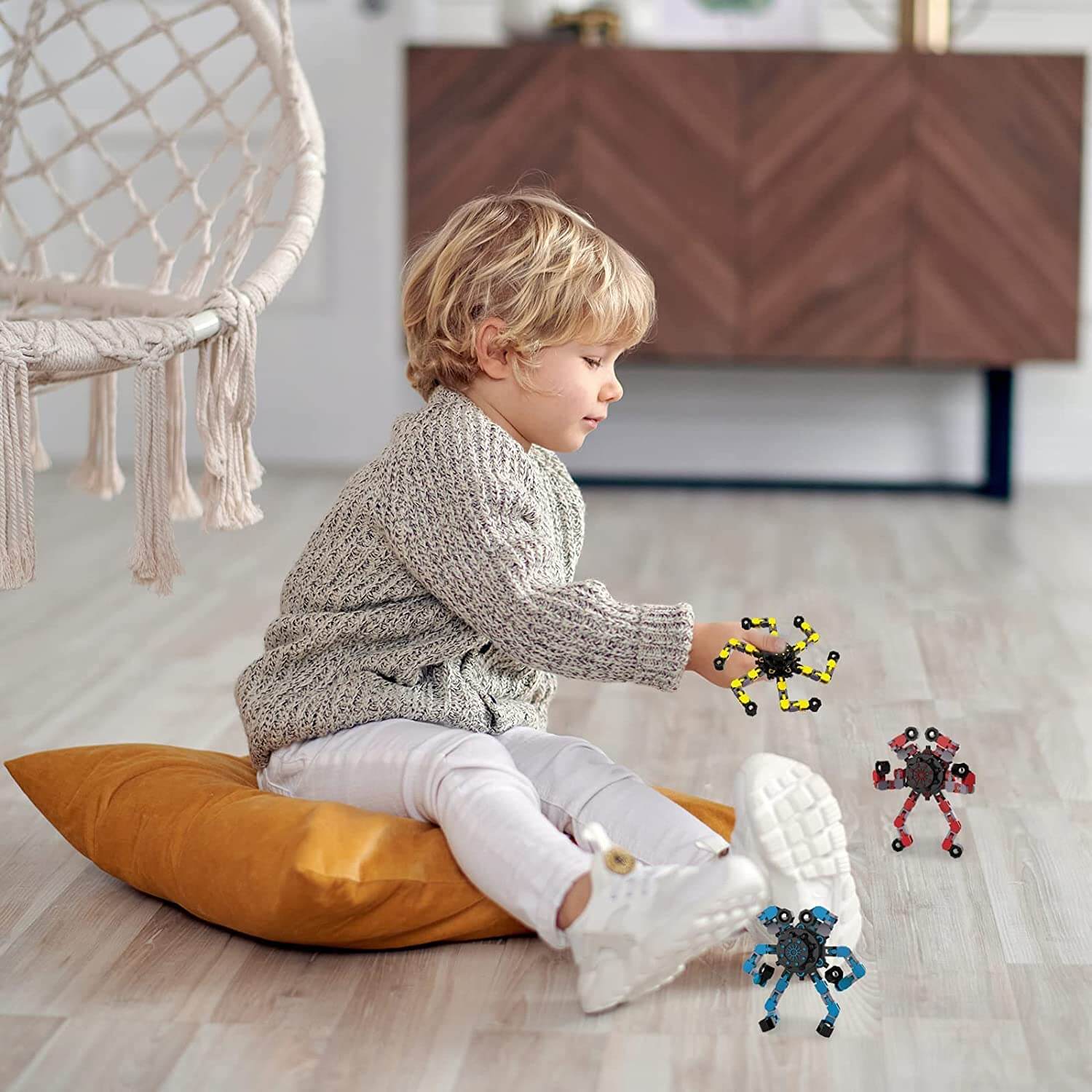 3PCS Transformable Chain Robot Toy DIY Deformation Robot Fingertip