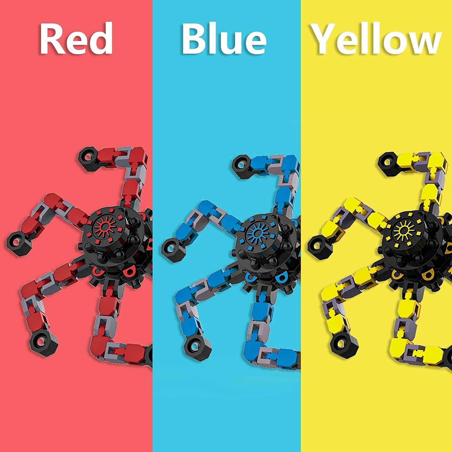 3PCS Transformable Chain Robot Toy DIY Deformation Robot Fingertip