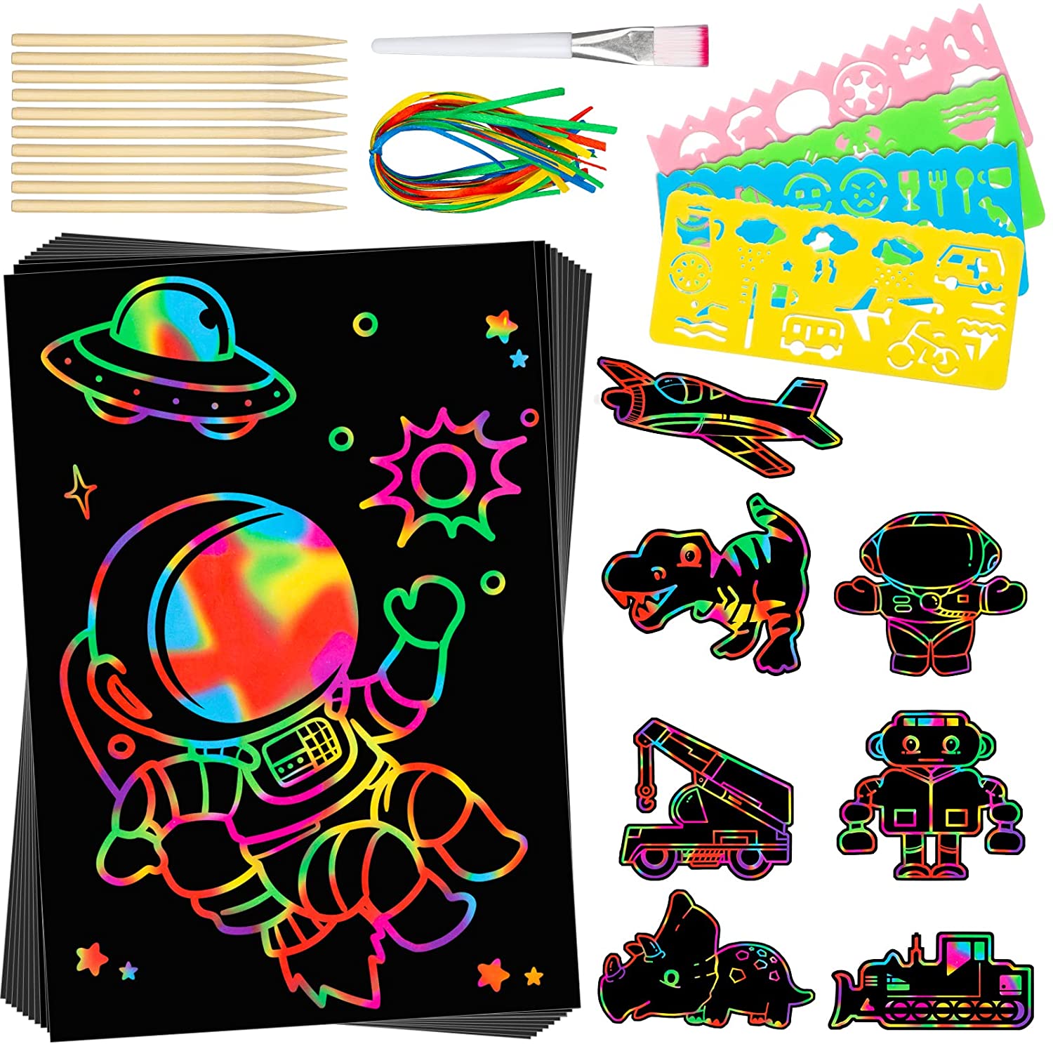 Scratch Paper Art Toys Rainbow Scratch Paper Set Crafts for Kids Ages 3-12