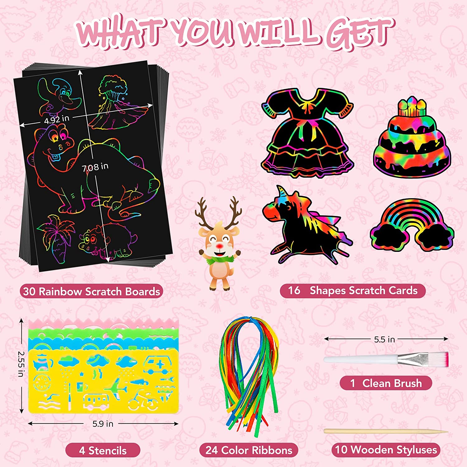 Scratch Paper Art Toys Rainbow Scratch Paper Set Crafts for Kids Ages 3-12